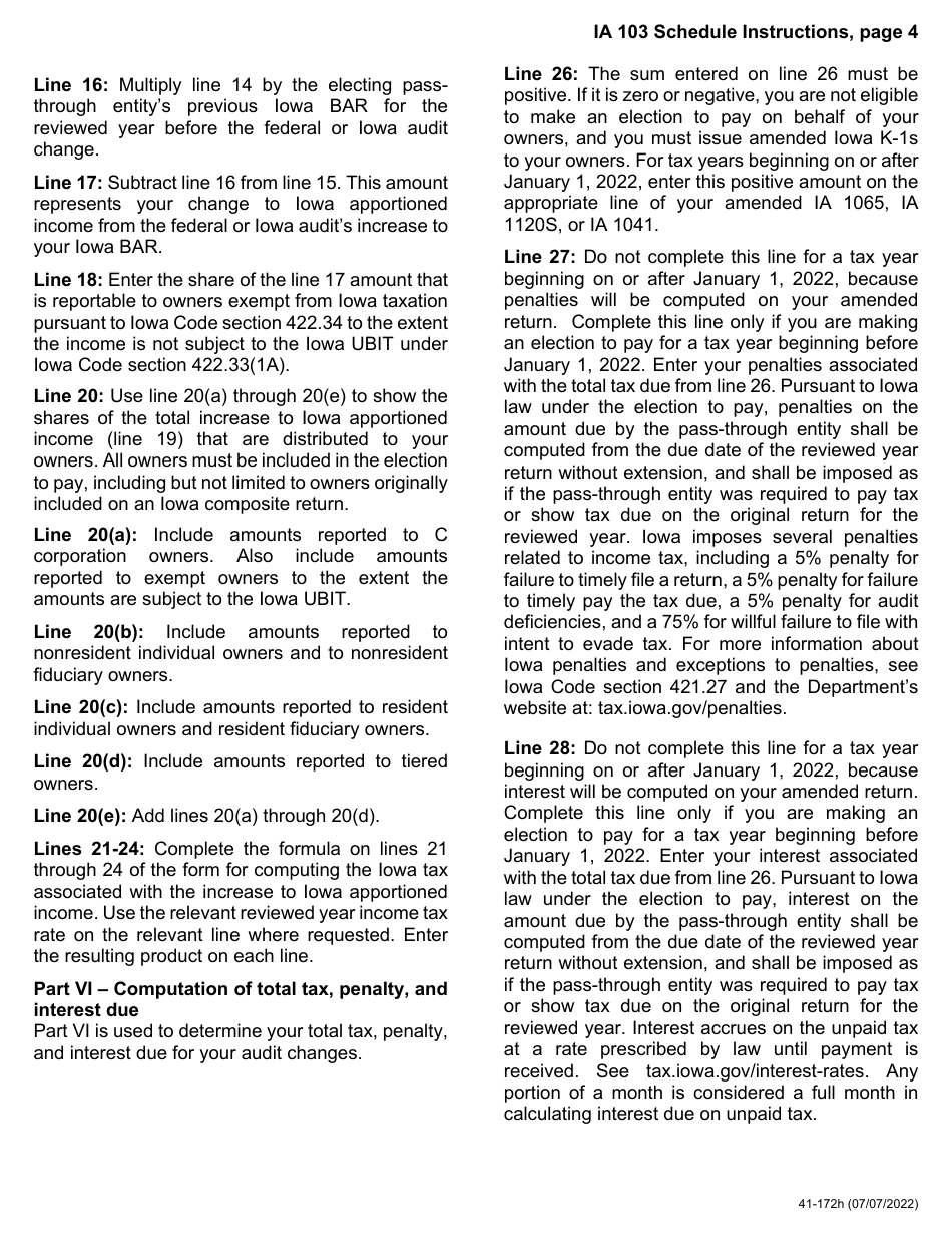 Form IA103 (41-172) Pass-Through Audit Election to Pay Schedule - Iowa, Page 8