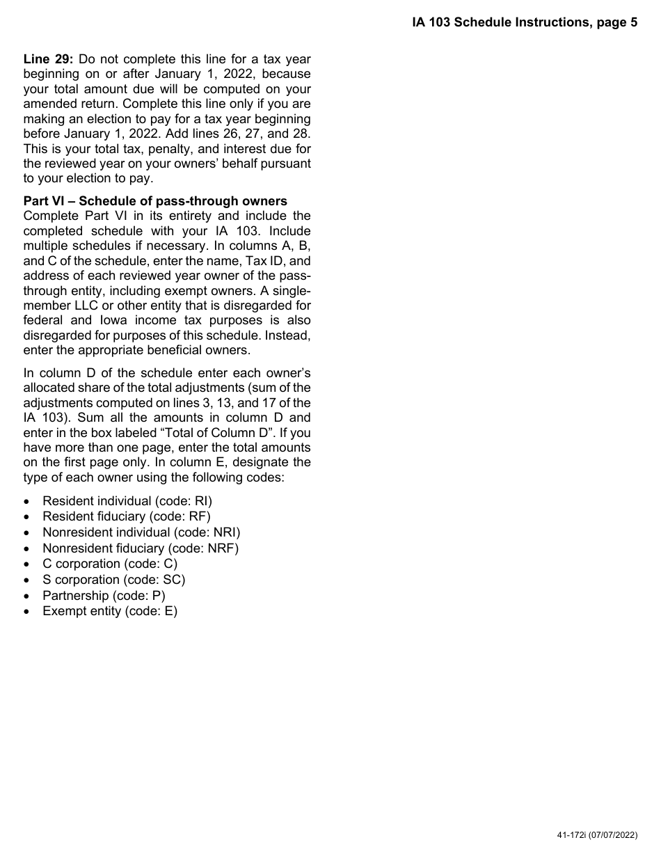 Form IA103 (41-172) Pass-Through Audit Election to Pay Schedule - Iowa, Page 9