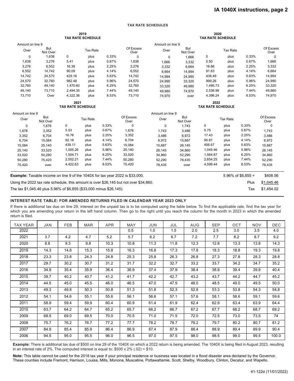 Form IA1040X (41-122) Amended Iowa Individual Income Tax Return - Iowa, Page 4