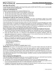 Form 43-005 Franchise Estimated Worksheet - Iowa