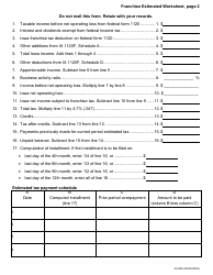 Form 43-005 Franchise Estimated Worksheet - Iowa, Page 2