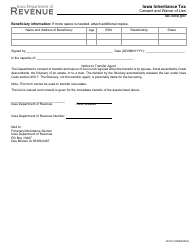Form 60-014 Iowa Inheritance Tax - Consent and Waiver of Lien - Iowa, Page 2