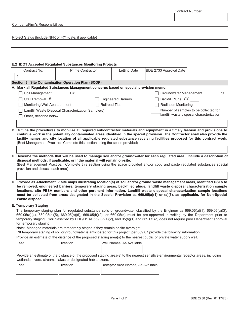 Form BDE2730 Regulated Substances Pre-construction Plan (Rspcp) - Illinois, Page 4