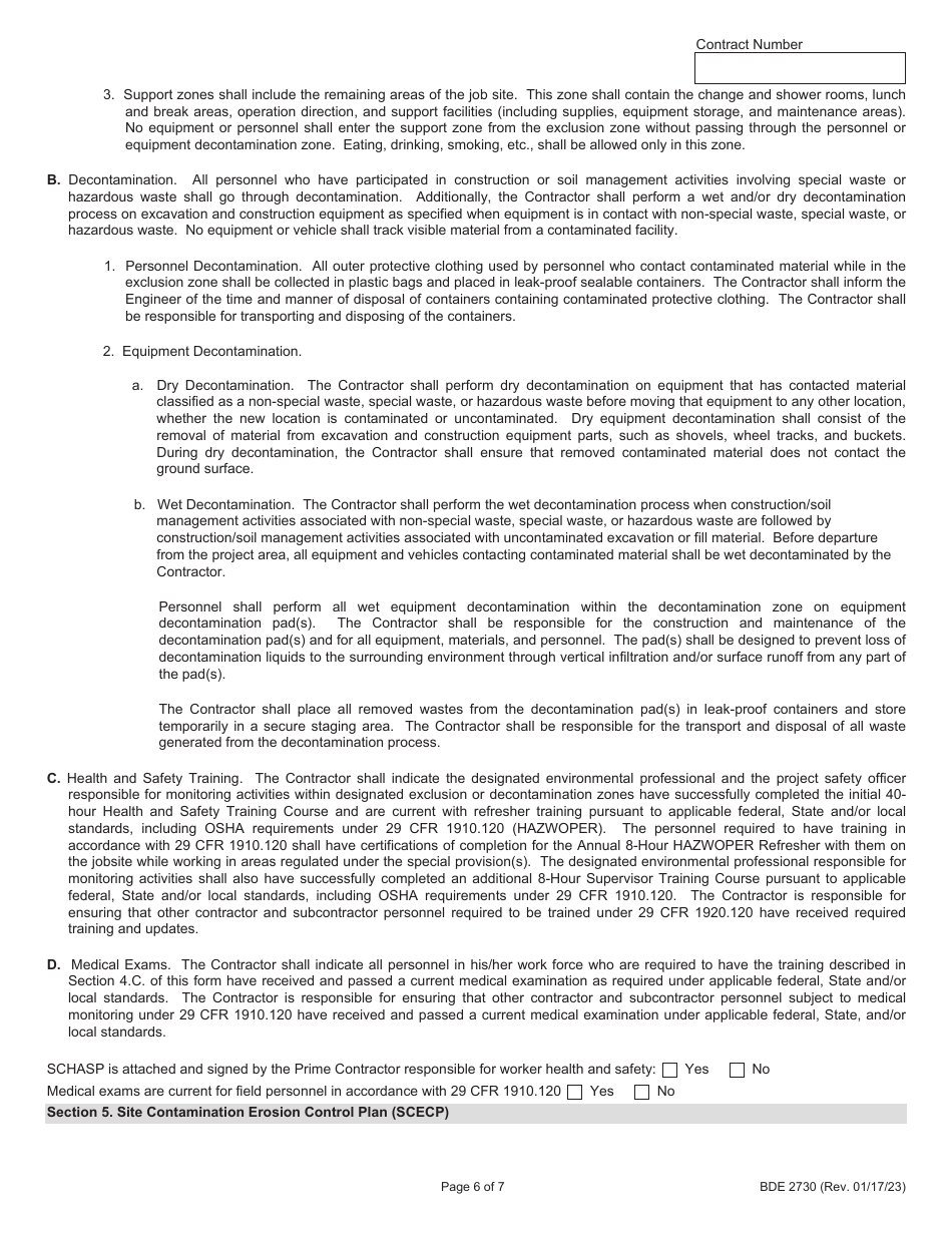 Form BDE2730 Regulated Substances Pre-construction Plan (Rspcp) - Illinois, Page 6