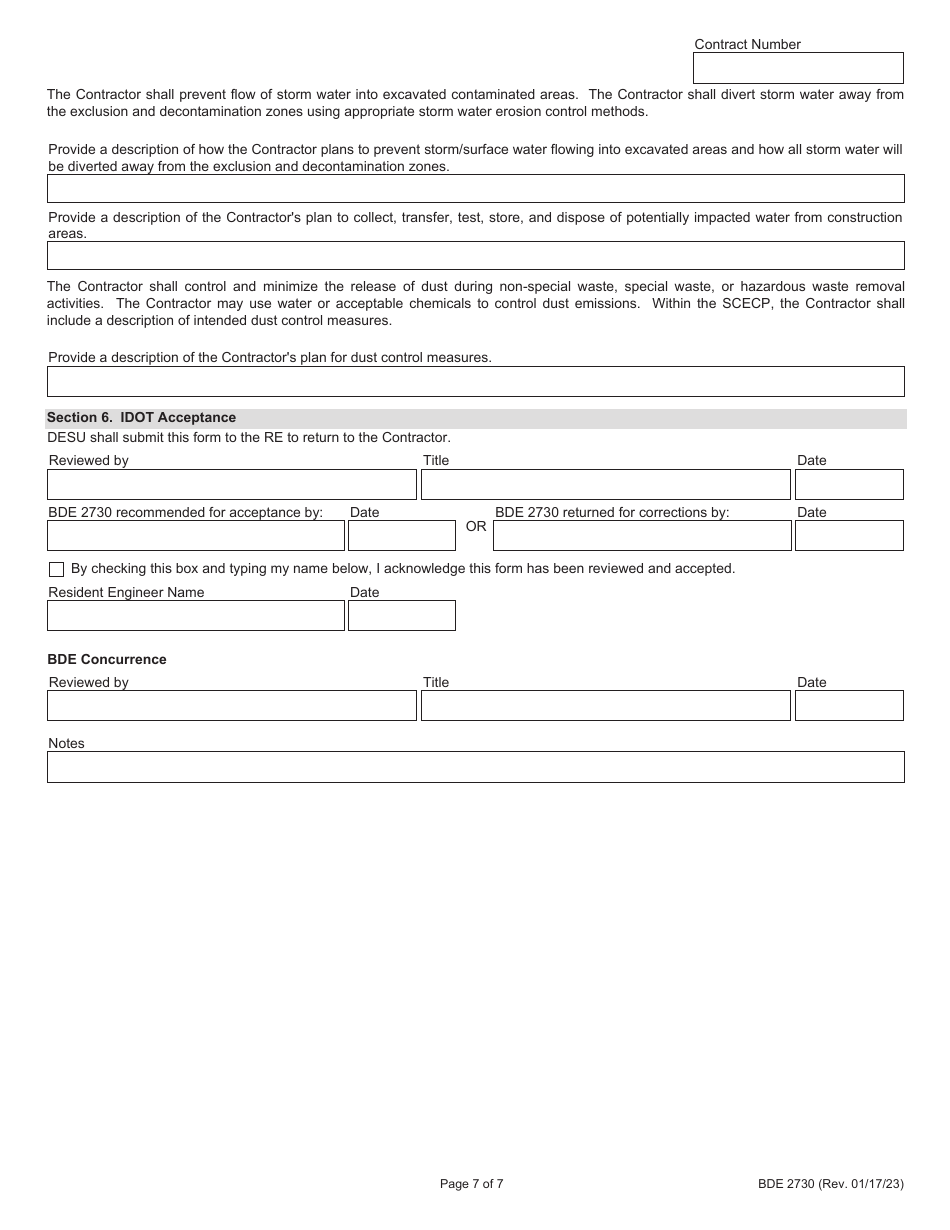 Form BDE2730 Regulated Substances Pre-construction Plan (Rspcp) - Illinois, Page 7