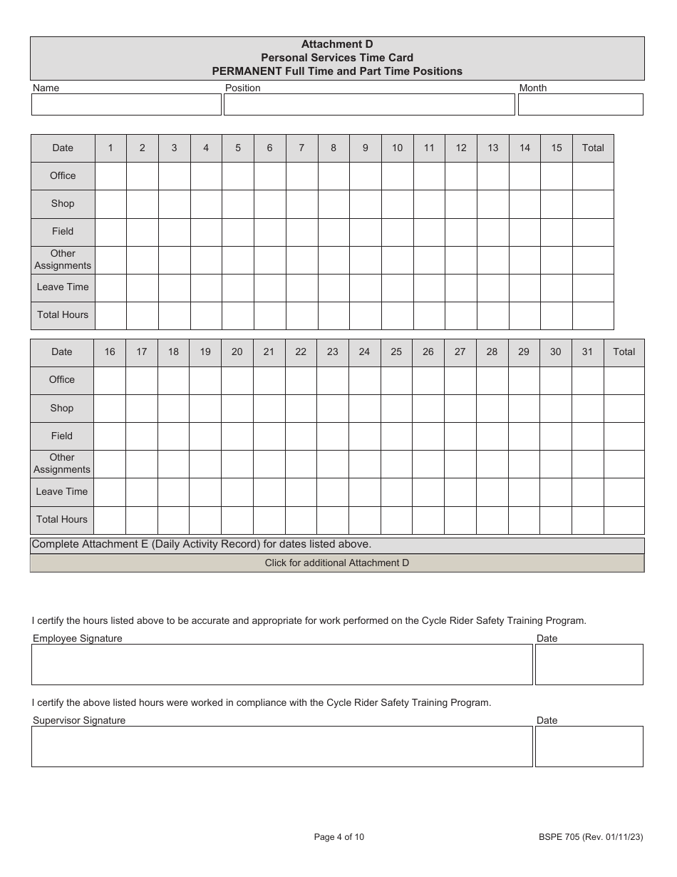Form BSPE705 Cycle Rider Safety Claim for Reimbursement - Illinois, Page 4