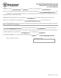 Document preview: Form BLR02120 Resolution Requesting Consent to the Reappointment of the Incumbent as County Engineer - Illinois