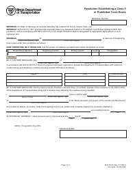 Form BLR03210 Resolution Establishing a Class II or Prohibited Truck Route - Illinois