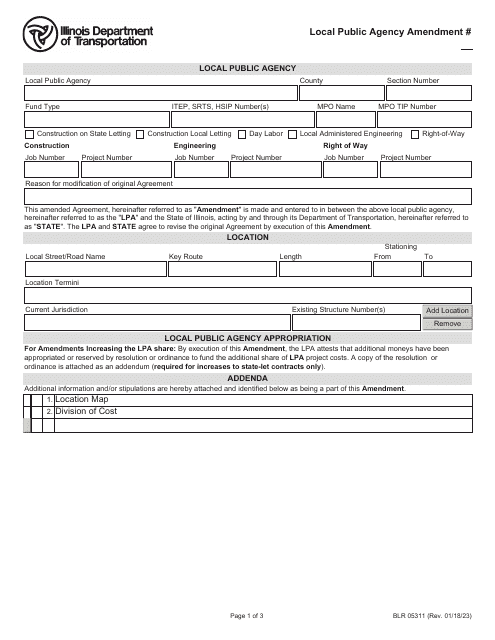 Form BLR05311 Local Public Agency Amendment - Illinois