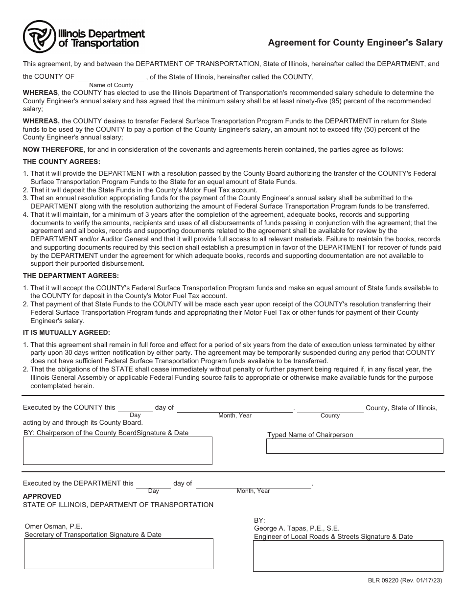 Form BLR09220 Download Fillable PDF or Fill Online Agreement for County ...