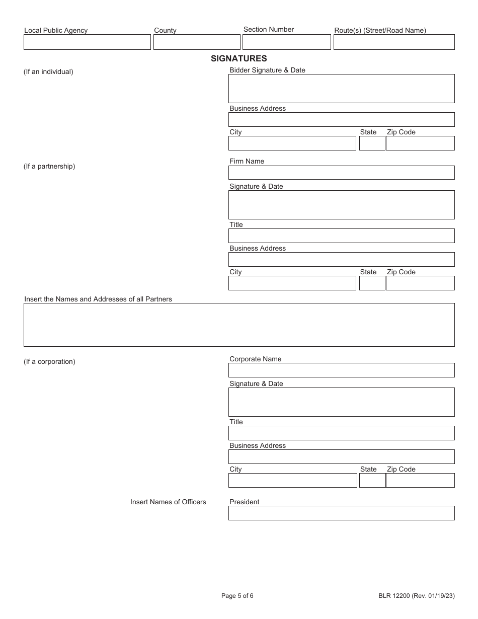 Form BLR12200 Local Public Agency Formal Contract Proposal - Illinois, Page 5