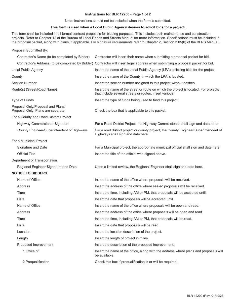 Form BLR12200 Local Public Agency Formal Contract Proposal - Illinois, Page 7