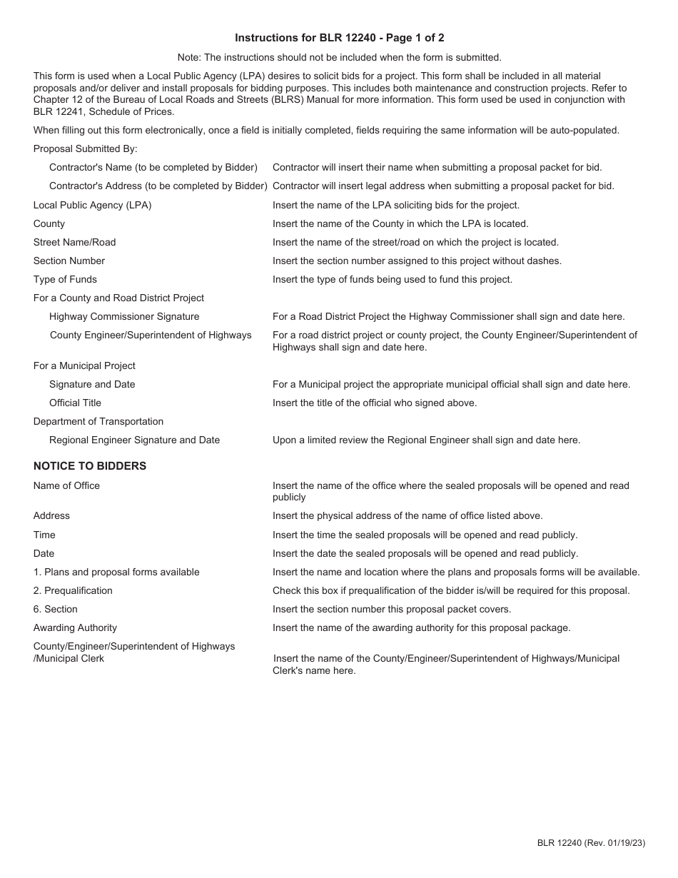 Form BLR12240 Local Public Agency Material Proposal or Deliver  Install Proposal - Illinois, Page 4