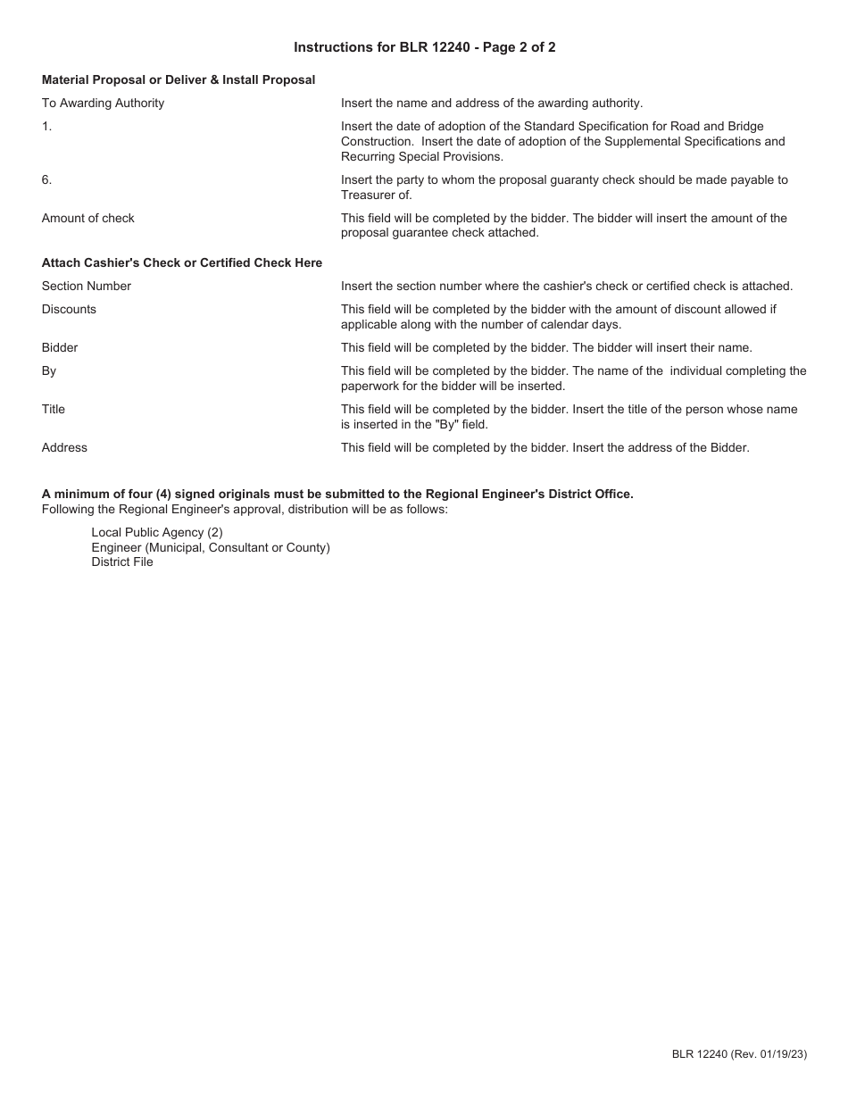 Form BLR12240 Local Public Agency Material Proposal or Deliver  Install Proposal - Illinois, Page 5