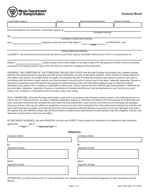 Form BLR12321 Contract Bond - Illinois