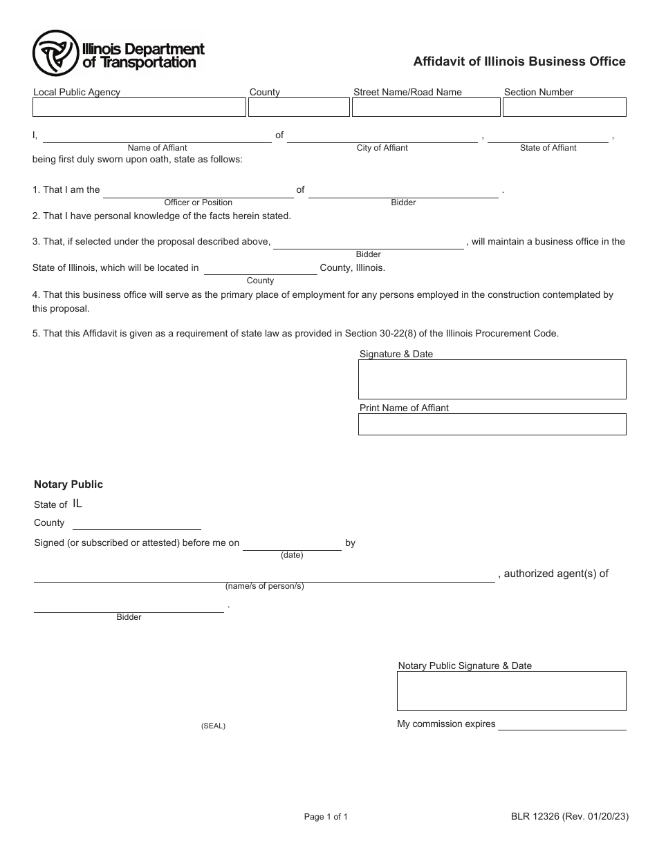 Form BLR12326 Download Fillable PDF or Fill Online Affidavit of ...