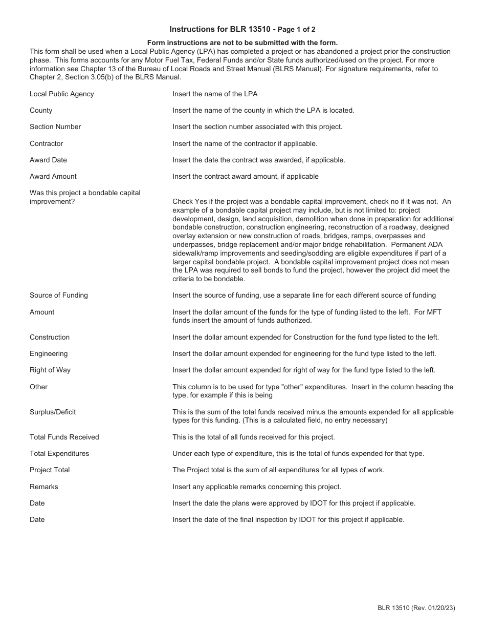 Form BLR13510 Final Report of Expenditures - Illinois, Page 2