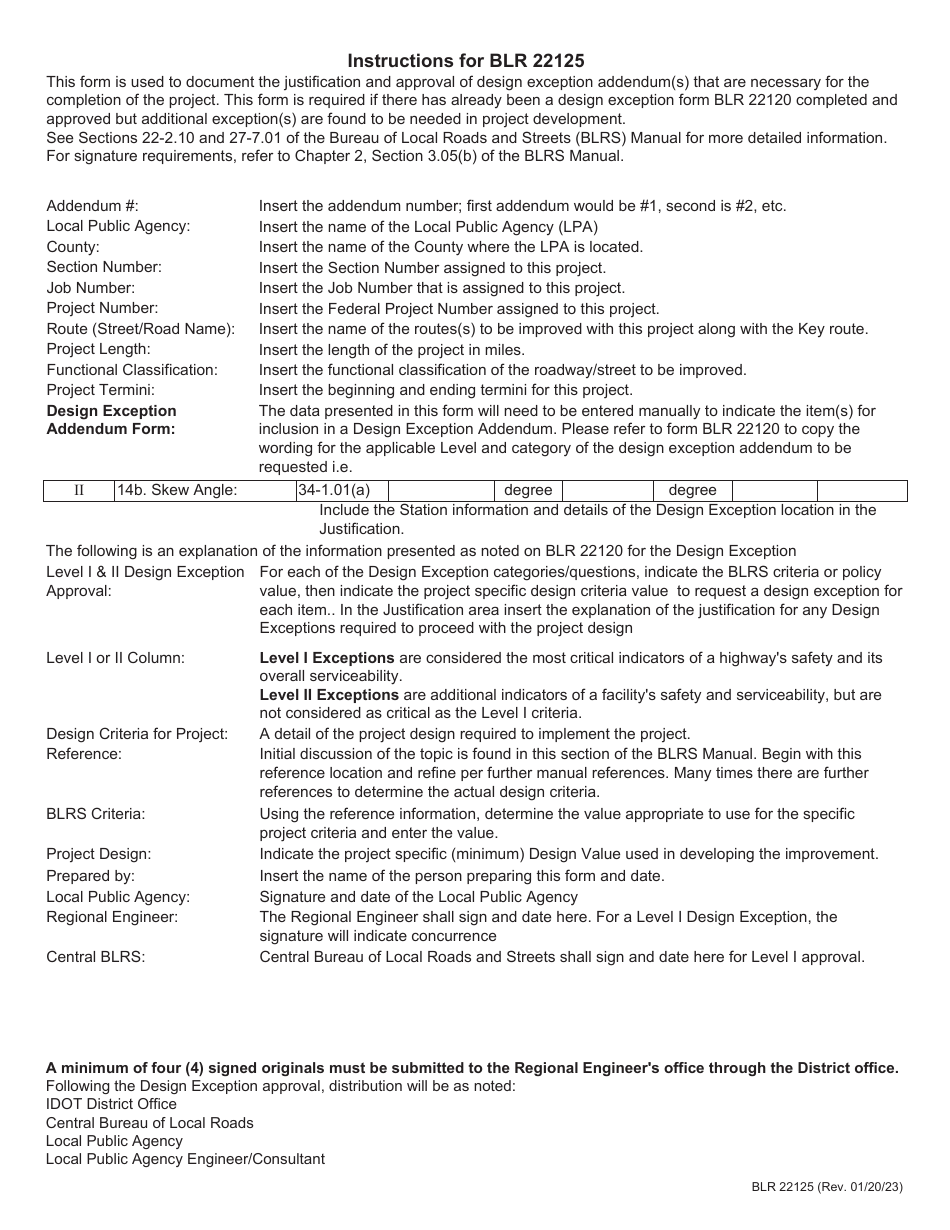 Form BLR22125 Approval of Design Exception Addendum - Illinois, Page 2