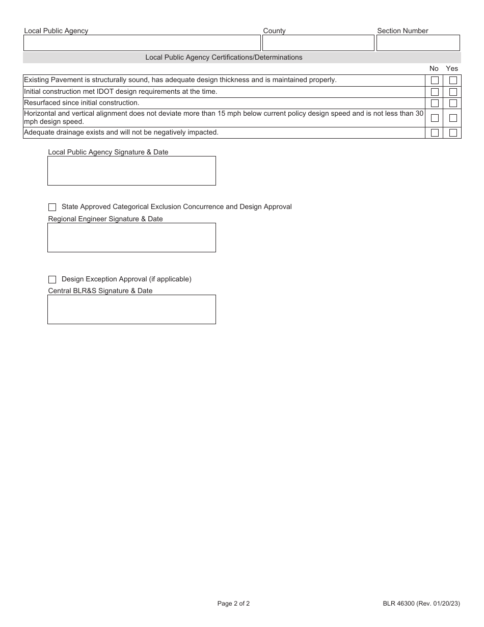 Form BLR46300 Local Public Agency Functional or Structural Overlay Approval - Illinois, Page 2