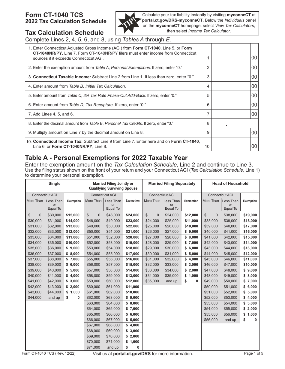 Form CT1040 TCS 2022 Fill Out, Sign Online and Download Printable PDF, Connecticut