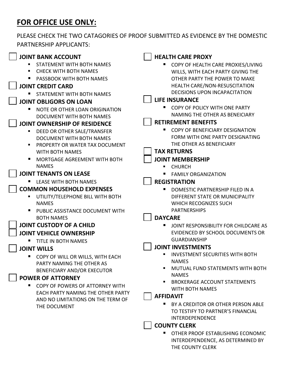 Dutchess County New York Statement Of Domestic Partnership Affidavit Fill Out Sign Online 5716