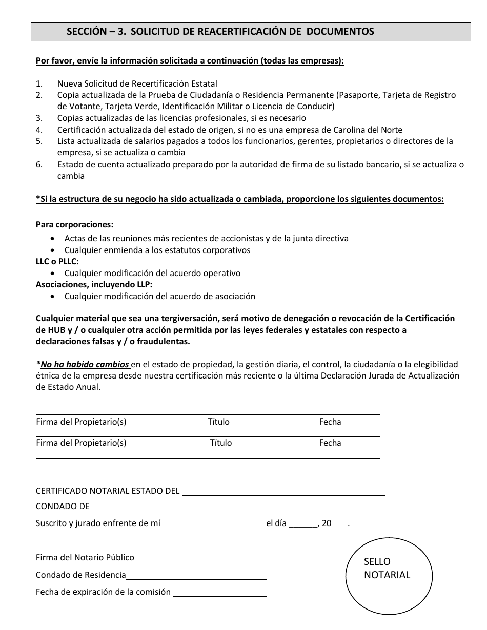 Solicitud De Recertificacion Estatal - North Carolina (Spanish), Page 2