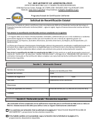 Document preview: Solicitud De Recertificacion Estatal - North Carolina (Spanish)