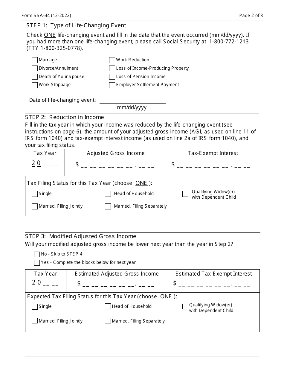 Form SSA44 Download Fillable PDF or Fill Online Medicare