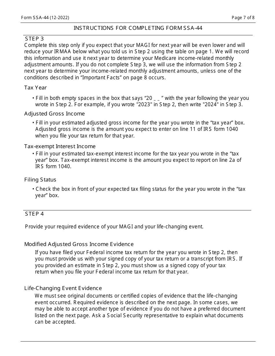 Form SSA44 Download Fillable PDF or Fill Online Medicare