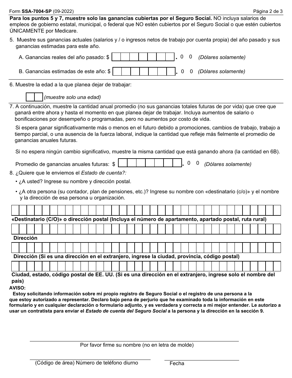 Formulario Ssa 7004 Sp Fill Out Sign Online And Download Printable Pdf Spanish Templateroller 9705