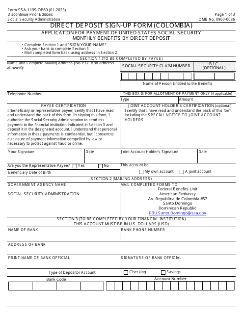 Form SSA-1199-OP69  Printable Pdf