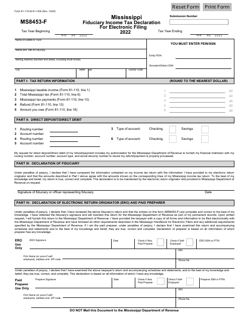 Form 81-115 (MS8453-F) 2022 Printable Pdf
