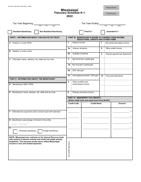 Form 81-132 Schedule K-1 2022 Printable Pdf