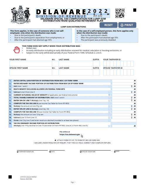 Form PIT-STC 2022 Printable Pdf