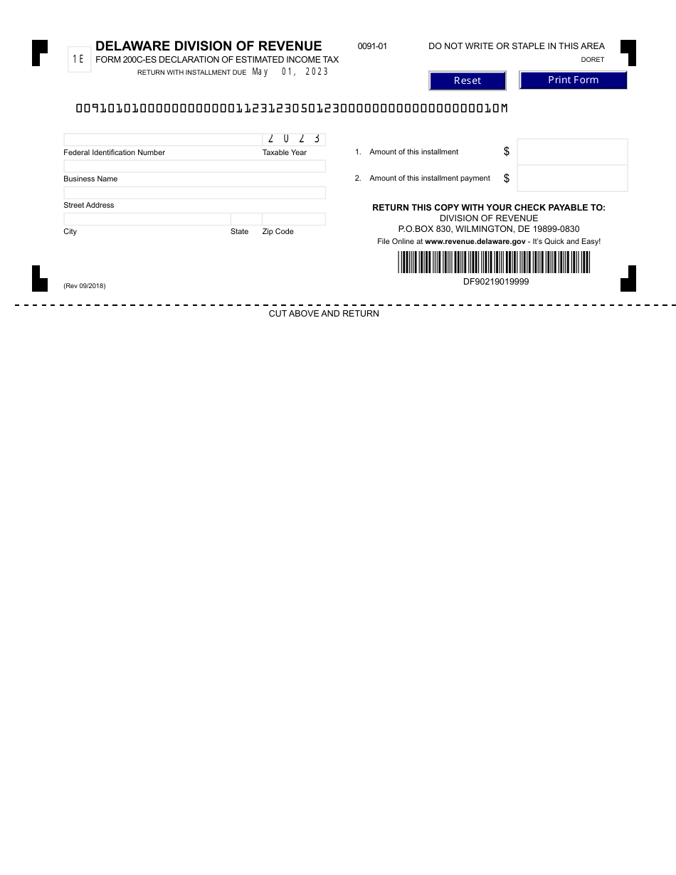 Form 200CES Download Fillable PDF or Fill Online Declaration of Estimated Tax 2023
