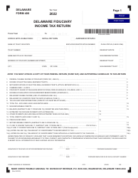 Form 400 Delaware Fiduciary Income Tax Return - Delaware