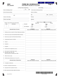 Form 300 Schedule K-1 Partner's Share of Income - Delaware, 2022