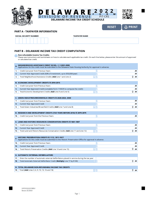 Form PIT-CRS 2022 Printable Pdf