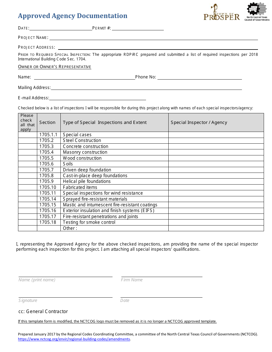 Statement of Required Special Inspections - Town of Prosper, Texas, Page 4