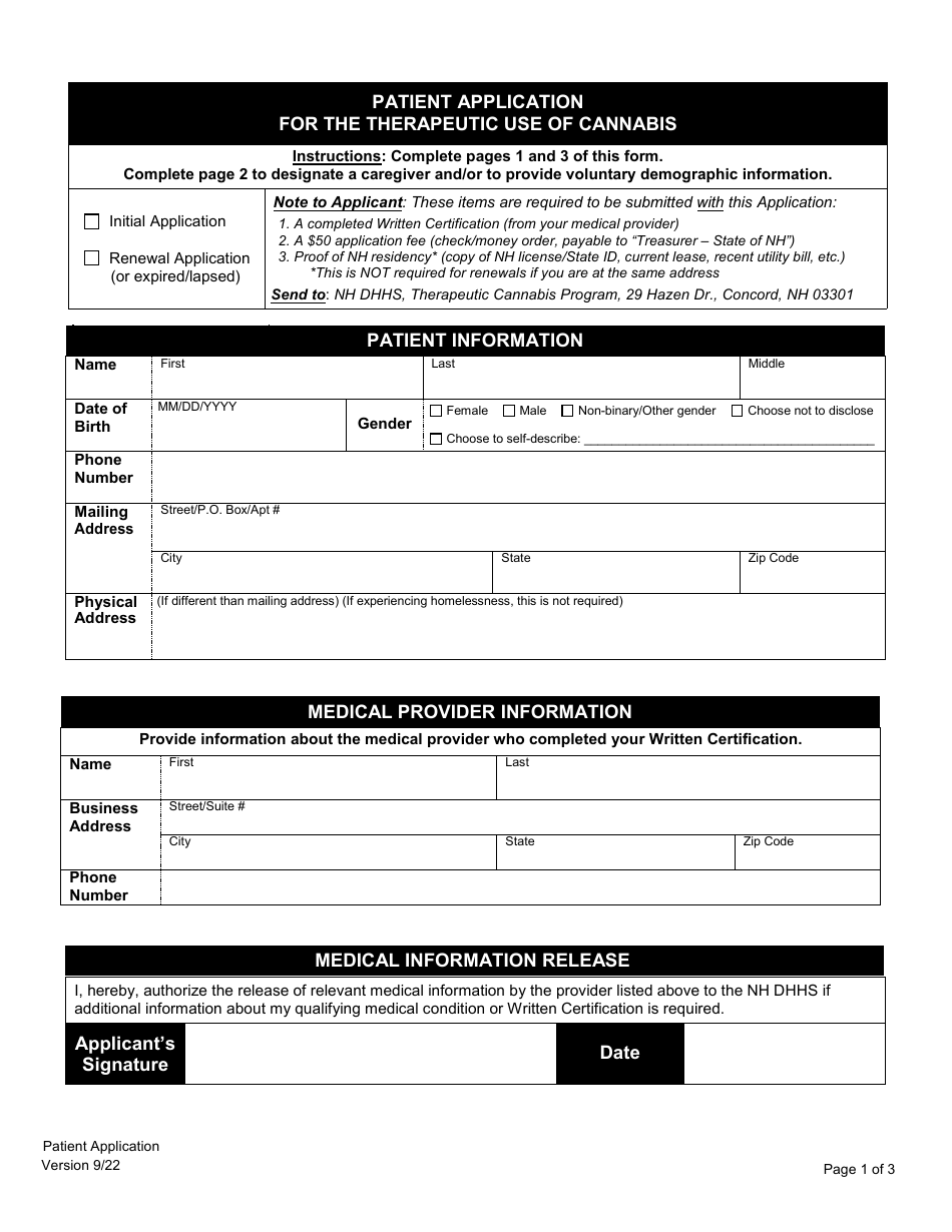 Patient Application - Therapeutic Cannabis Program - New Hampshire, Page 3