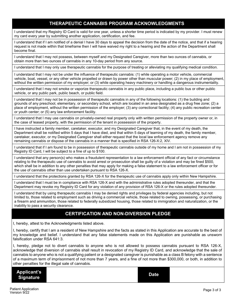 Patient Application - Therapeutic Cannabis Program - New Hampshire, Page 5