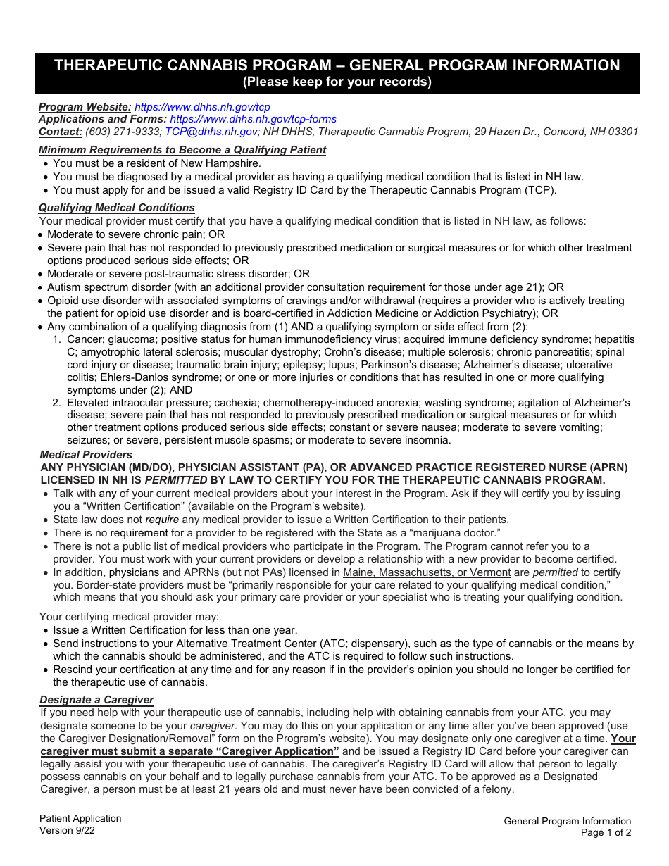 Patient Application - Therapeutic Cannabis Program - New Hampshire, Page 7