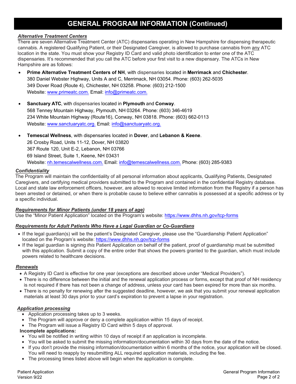 Patient Application - Therapeutic Cannabis Program - New Hampshire, Page 8
