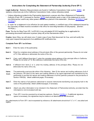 Form GP-1 Statement of Partnership Authority - California, Page 2