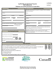 Statement a - Statement of Farming Activities for Corporations - Agristability and Agriinvest Programs - Prince Edward Island, Canada