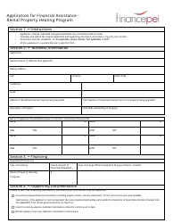 Document preview: Application for Financial Assistance - Rental Property Heating Program - Prince Edward Island, Canada