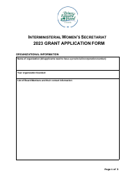 Interministerial Women&#039;s Secretariat Grant Application Form - Prince Edward Island, Canada