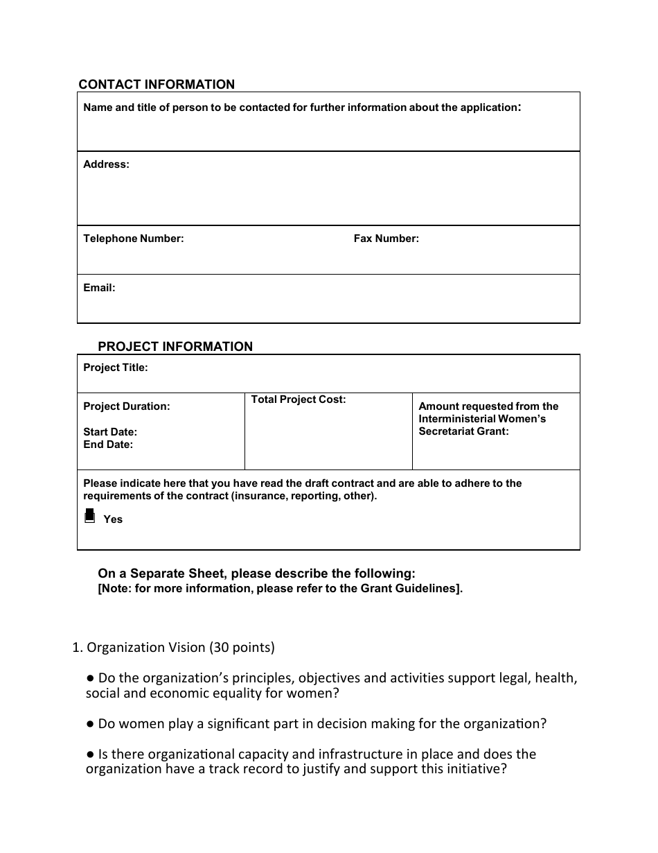 Interministerial Womens Secretariat Grant Application Form - Prince Edward Island, Canada, Page 2