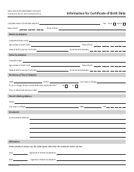 Document preview: Form DOH-2538 Information for Certificate of Birth Data - New York