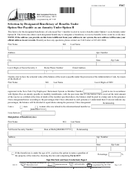 Form F367 Selection by Designated Beneficiary of Benefits Under Option One Payable as an Annuity Under Option B - New York City